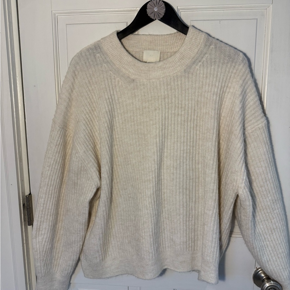 H&M Soft Cream Ribbed Sweater
